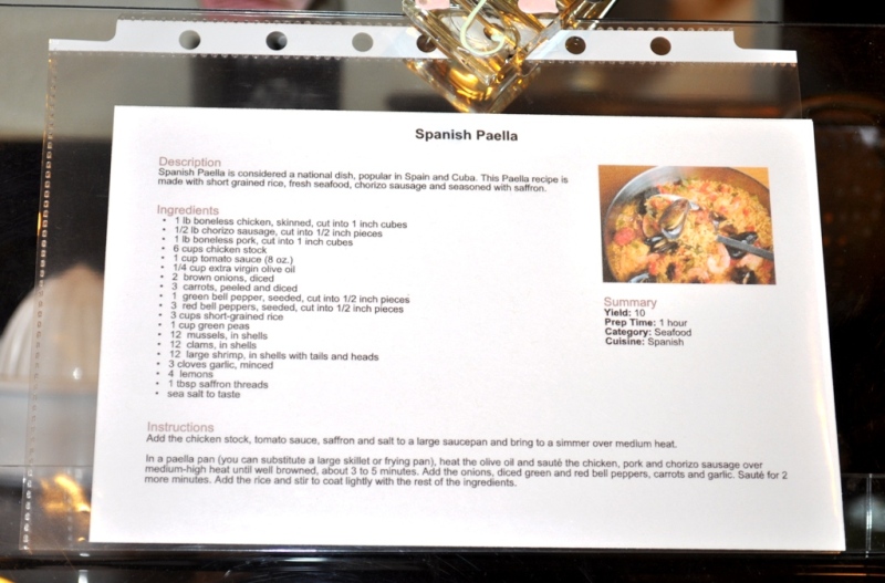 recipe index card with plexiglass holder