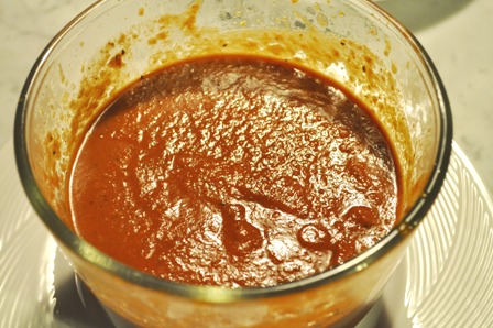 Puree the Zinfandel reduction braising liquid with a hand blender in a separate bowl