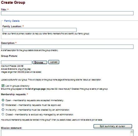 create group form